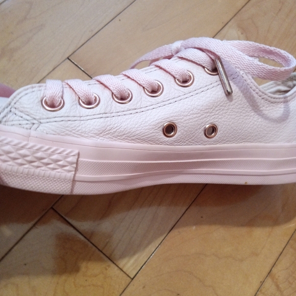 Converse all star sneakers in pink leather with rose gold metal accents - Picture 5 of 8
